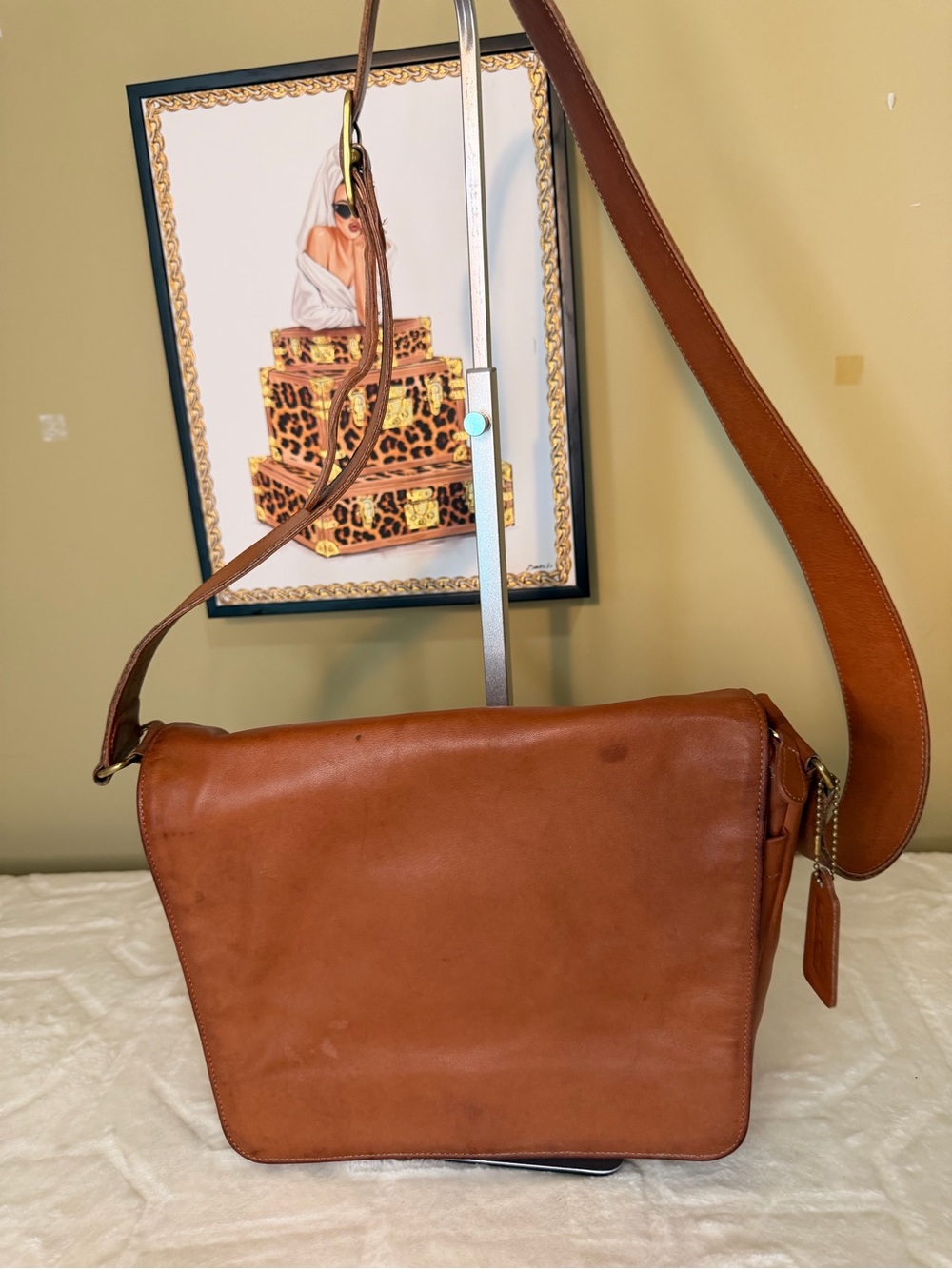 Vintage Coach Brown Leather Crossbody Messenger Bag